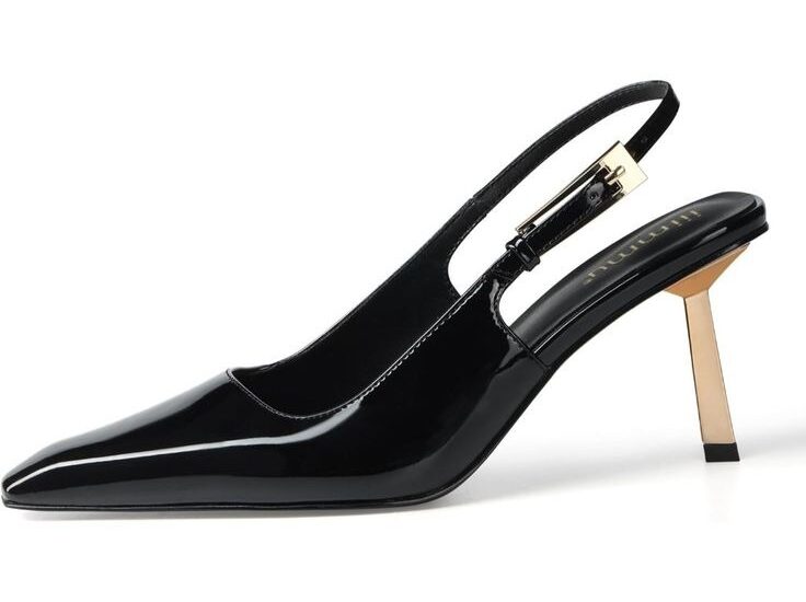 sling back black heels