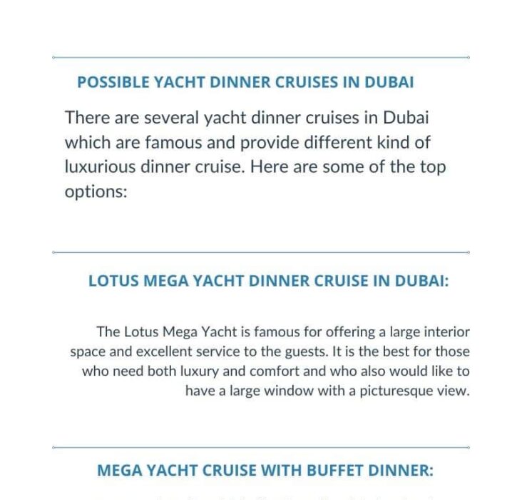 Yacht Dinner Cruise in Dubai