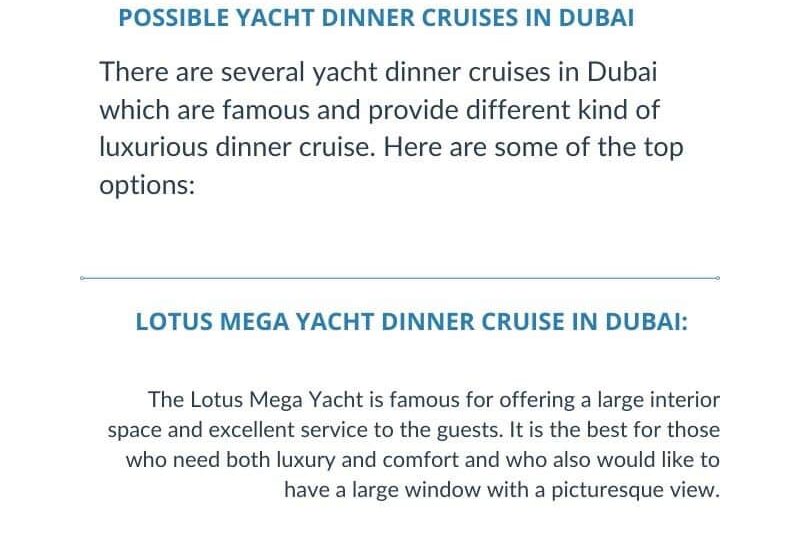 Yacht Dinner Cruise in Dubai