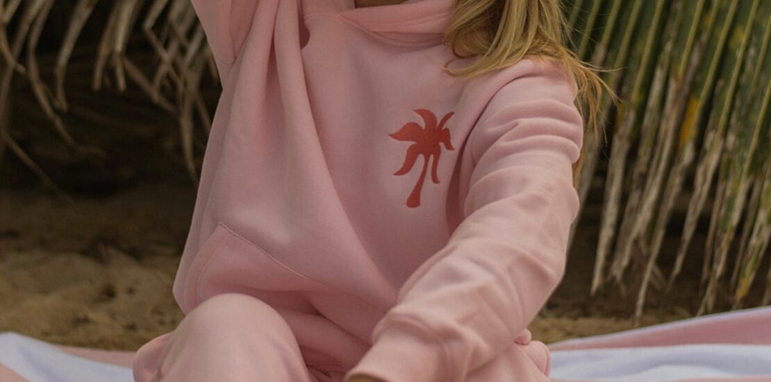 pink palm puff hoodie