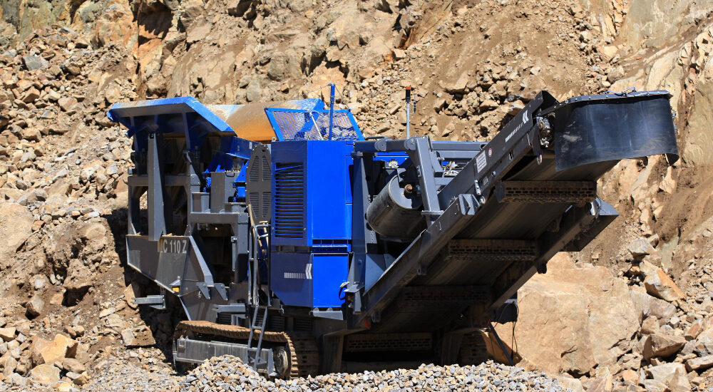 A quarry using a mobile crusher in the Philippines