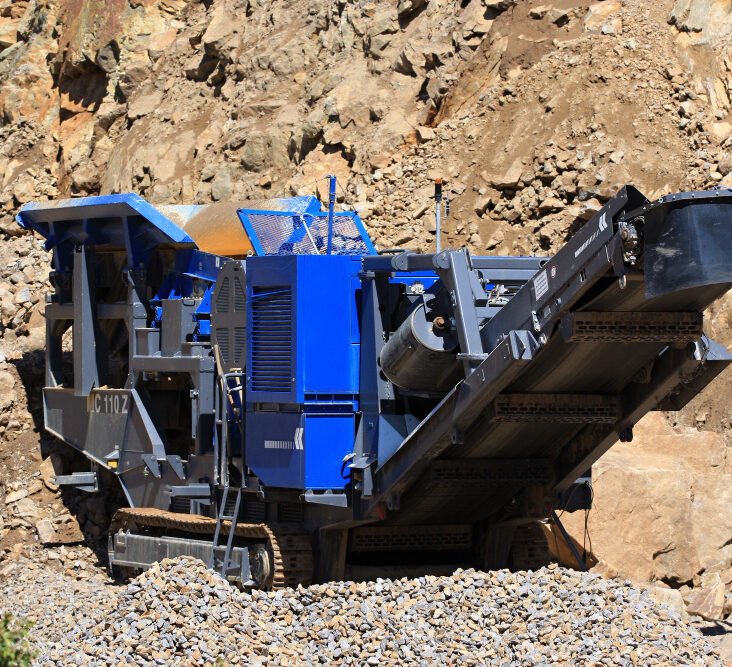 A quarry using a mobile crusher in the Philippines