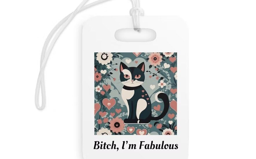 cat luggage tag