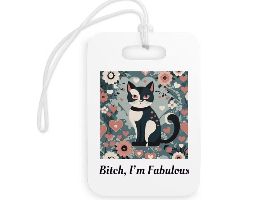 cat luggage tag