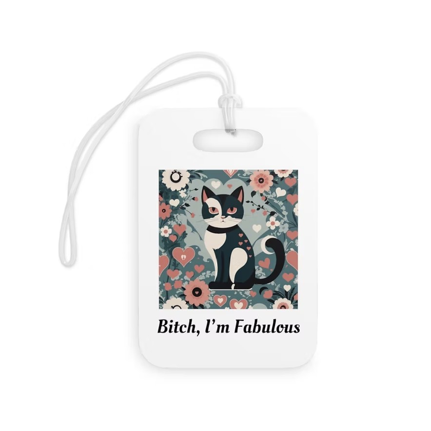 cat luggage tag