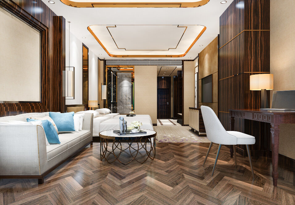 Luxury condo's living room area